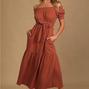 Orange Ruffled Tie Front Maxi Dress